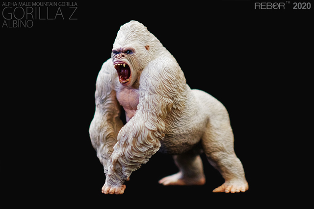 Rebor Alpha Male Mountain Gorilla model (Albino).