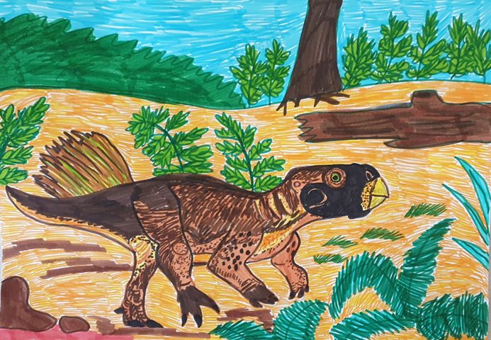 A drrawing of Psittacosaurus.