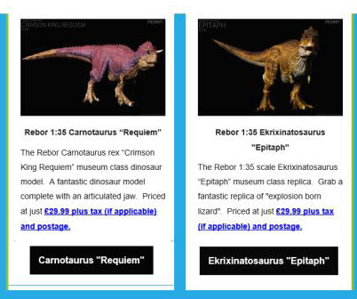 Rebor 1:35 scale Carnotaurus and Ekrixinatosaurus