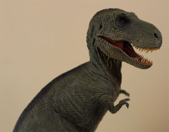 Rebor "retrosaur" Californiacation T. rex figure has an articulated jaw.