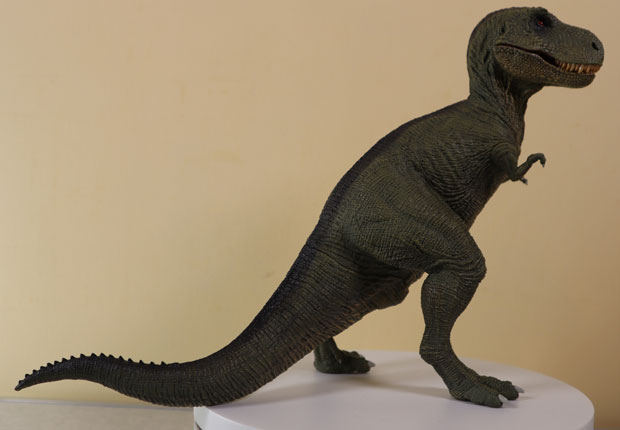 Rebor "retrosaur" Californiacation T. rex figure in lateral view.