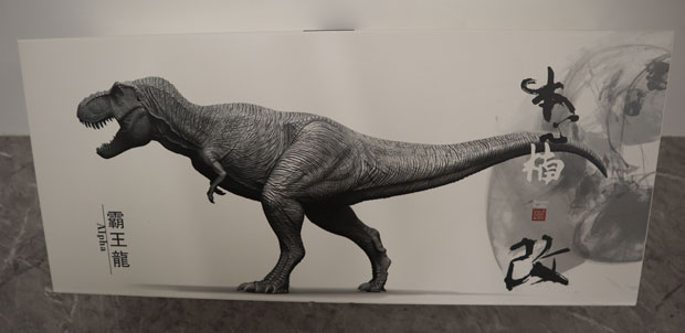 The packaging of the Nanmu Studio Alpha T. rex model (brown colouration).