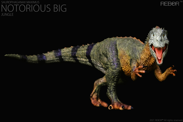 Rebor Saurophaganax maximus dinosaur model (jungle colour variant).