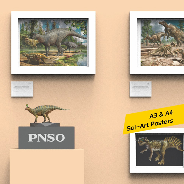 PNSO Xiaoqin the Tsintaosaurus dinosaur model posters.