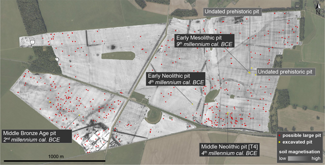 Detected and excavated map of pits at Stonehenge.