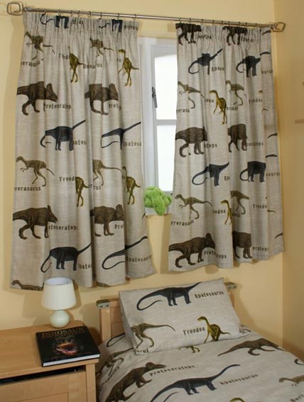 dinosaur duvet and matching dinosaur curtains